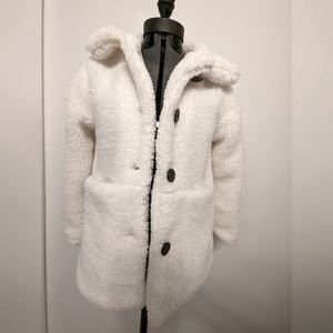 Kids Winter White Teddy Coat Button down size 10